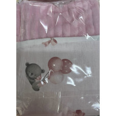 Плед плюш, без утеплення Ведмедик кульки Рожевий /Рожевий плюш 100/80