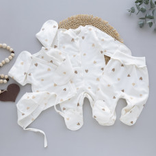 Набір 4в1 Сердечка Бежевий (Футер - з начосом) 56 (0-1міс)