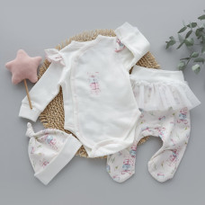 Набір 3в1: Боді, повзунки з фатіном та шапочка Макаруни Рожевий (Футер - з начосом) 62 (3-6міс)