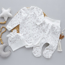 Набір 3в1: Боді, повзунки та шапочка Сердечка Сірий (Футер - з начосом) 62 (3-6міс)