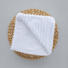 Плед плюш, без утеплення Вафелька Білий /Білий плюш 100/80