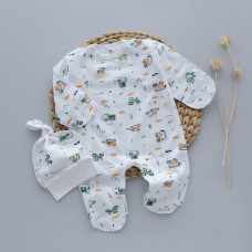 Чоловічок та шапочка Трактор Зелений (Футер - з начосом) 56 (0-3міс)