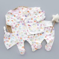 Набір 4в1: Чоловічок, льоля, повзунки, шапочка вузлик Сердечка Різнокольорові (Інтерлок) 62 (3-6міс)