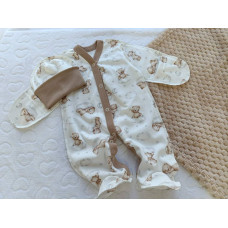 Чоловічок та шапочка Ведмедик на хмаринці Коричневий (Інтерлок) 56 (0-3міс)