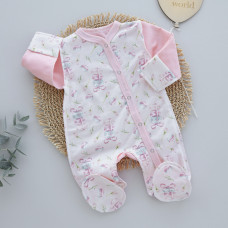 Чоловічок Макаруни Рожевий (Футер - з начосом) 56 (0-1міс)