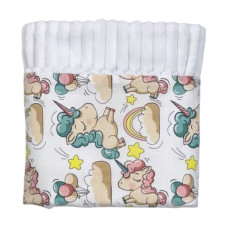 Плед плюш, без утеплення Единоріжки Молочний / Білий плюш 100/80