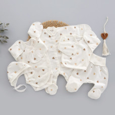 Набір 5в1 Сердечка Бежевий (Футер - з начосом) 56 (0-3міс)