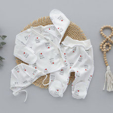 Набір 3в1: Льоля, повзунки та шапочка на зав’язках Кохаю маму тато (Інтерлок) 62 (1-3міс)