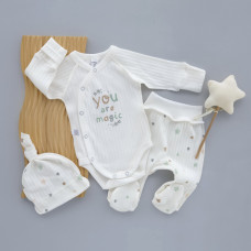 Набір 3в1: Боді, повзунки, шапочка Зірочка You are magic (Рубчик) 62 (3-6міс)