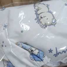 Непромокаюче простирадло на гумці в коляску Ведмедик місяць Блакитний 80/40