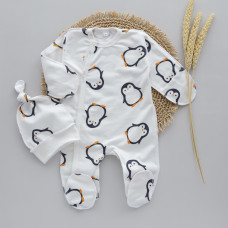 Чоловічок та шапочка Пінгвіни (Футер - з начосом) 56 (0-3міс)