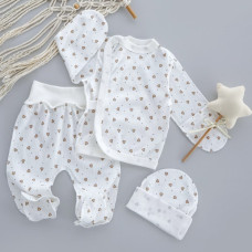 Набір 3в1: Льоля, повзунки, шапочка Сердечка Коричневий (Рубчик) 56 (0-3міс)