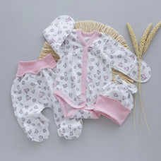 Набір 3в1: Боді, повзунки та шапочка Лео Рожевий (Футер - з начосом) 56 (0-3міс)