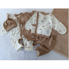 Набір 5в1: Їжачки Бежевий (Інтерлок/ Рубчик) 56 (0-3міс)