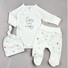Набір 3в1: Боді, повзунки, шапочка Зірочка You are magic (Рубчик) 56 (0-3міс)