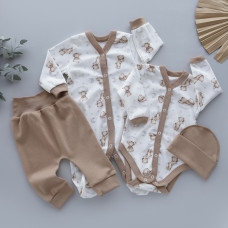 Комплект 4в1 Ведмедик на хмаринці Бежевий (Інтерлок) 62 (3-6міс)