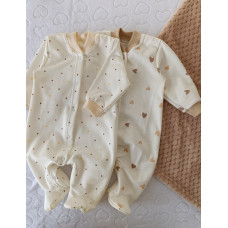 Чоловічок Сердечка Бежеві (Футер - з начосом) 62 (3-6міс)