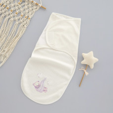 Коконпелюшка на липучці Ведмедик на хмаринці Молочний (Рубчик) 56-62 (0-3міс)