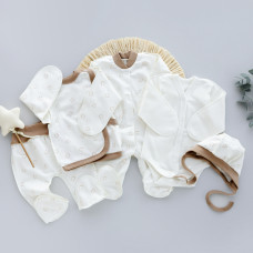 Комплект 5в1 Смайлик Бежевий (Футер - з начосом) 56 (0-3міс)