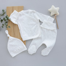 Набір 3в1: Льоля, повзунки та шапочка вузлик Горошок (Рубчик) 56 (0-3міс)