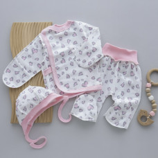 Набір 3в1: Льоля, повзунки та шапочка Лео Рожевий (Футер - з начосом) 56 (0-3міс)