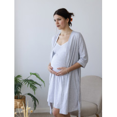 Халат та сорочка Сірий вузьке мереживо 44-46 (ОГ 90-97, ОТ 95-103, ОС 96-103)