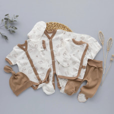 Комплект 5в1 Ведмедики Кавовий (Рубчик) 56 (0-3міс)