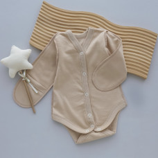 Боді довгий рукав Бежевий (Футер - з начосом) 56 (0-3міс)