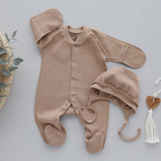 Чоловічок та шапочка Бежевий (Вафелька) 62 (3-6міс)