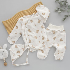 Набір 3в1: Боді, повзунки та шапочка Коали Рожевий (Футер - з начосом) 62 (1-3міс)