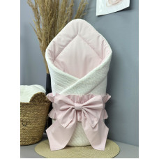 Конверт 80/80 з бантом-гумкою та кокосовою вкладкою Білий - Ніжно Рожевий / Осінь