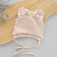 Шапочка Шеррі з вушками Світлий Беж (весна) 38-40 (1-3міс)