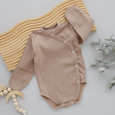 Боді довгий рукав Бежевий (Рубчик) 62 (1-3міс)