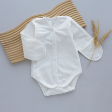 Боді довгий рукав Молочний (Футер - з начосом) 56 (0-3міс)