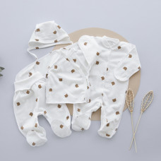 Набір 4в1: Чоловічок, льоля, повзунки та шапочка на зав’язках Ведмедики Мордочки (Футер - з начосом) 62 (1-3міс)