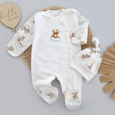 Чоловічок та шапочка Ведмедик на хмаринці (Футер - з начосом) 56 (0-3міс)