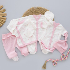 Набір 5в1 Сердечка дрібні Рожевий Вузлик (Рубчик) 56 (0-3міс)