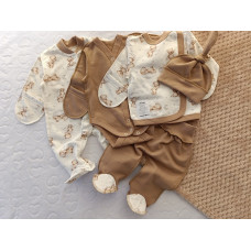 Комплект 5в1 Ведмедик на хмаринці Бежевий (Футер - з начосом) 56 (0-3міс)