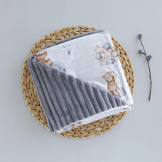 Плед плюш, без утеплення Ведмедик з кульками /Сірий плюш 100/80