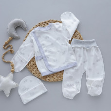 Набір 3в1: Льоля, повзунки та шапочка Слоники Сірий (Інтерлок) 56 (0-3міс)