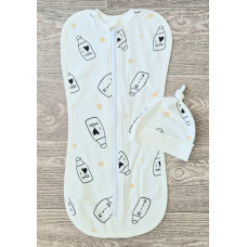 Коконпелюшка з шапочкою I love Milk (інтерлок) 56 (0-3міс)
