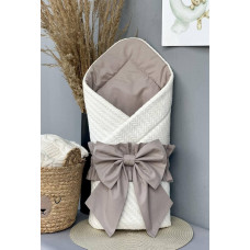 Конверт 80/80 з бантом-гумкою та кокосовою вкладкою Молочний - Капучино/ Весна
