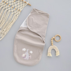 Коконпелюшка на липучці Ведмедик на хмаринці Сірий- Бежевий (Рубчик) 56-62 (0-3міс)