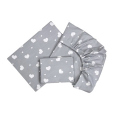 Комплект постільної білизни Сердечка білі (підковдра 140*110, наволочка 40*60, простинка 120*60)