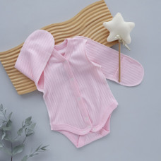 Боді довгий рукав Рожевий (Рубчик) 56 (0-3міс)