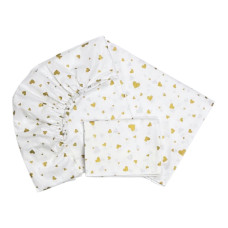 Комплект постільної білизни Сердечка Золото (гліттер) (підковдра 140*110, наволочка 40*60, простинка 120*60)