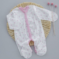 Чоловічок Сердечка Білий-Рожевий (Жакард) трансфер 56 (0-3міс)