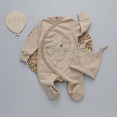 Чоловічок та шапочка Еноти обійми Бежевий (Футер - з начосом) 62 (3-6міс)