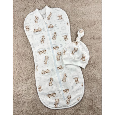 Коконпелюшка з шапочкою на змійці Ведмедик на хмаринці (Футер - з начосом) 56 (0-3міс)