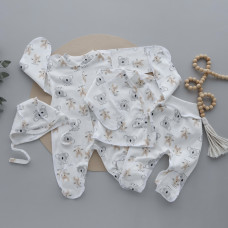Набір 4в1: Чоловічок, льоля, повзунки та шапочка на зав’язках Коала Зайчики (Інтерлок) 56 (0-1міс)